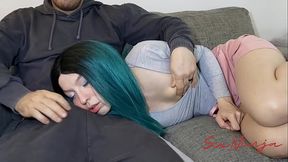 I Rest on my Step-Brothers Lap and he Starts Fucking my Mouth