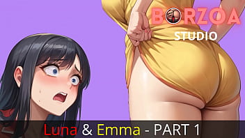 Older bigtits sexy stepsister with young stepsister exploring big hard secret in panties when mom is out (Hentai/Animated/Futanari)