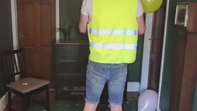 Construction Worker - Party Balloon Pops at home and B2P in his van