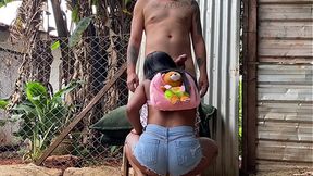 Young black girl sucks me and gives me her TASTY ass without my wife seeing