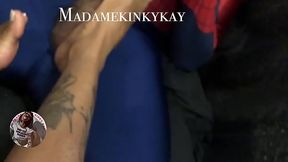 Quick foot job / Spider-Man cums on fret