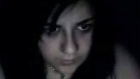 Cute and naughty teen brunette flashed her big tits on webcam