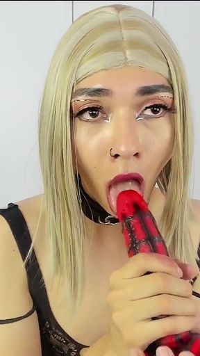 Your Step Sis Sucking Her Big Spider Dildo