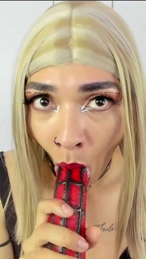 Your Step Sis Sucking Her Big Spider Dildo