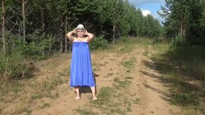 Naked MILF Under Light summer dress