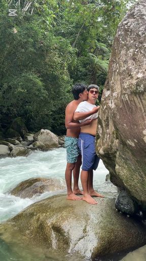 Fucking a Fat Guy in a Stream