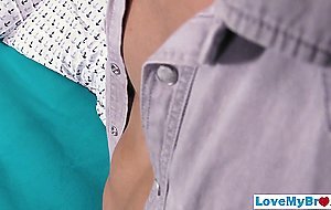 Twink stepsiblings measure their hard cocks and fuck anal raw