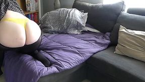 Stepbrother's cock entered the step-sister's ass after a long night of partying and drinking