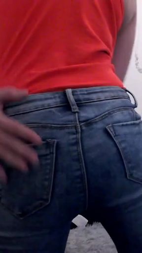 Playing with her ass in jeans   Clip 1