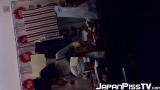 Adorable Japanese pissing on the floor and then cleaning up