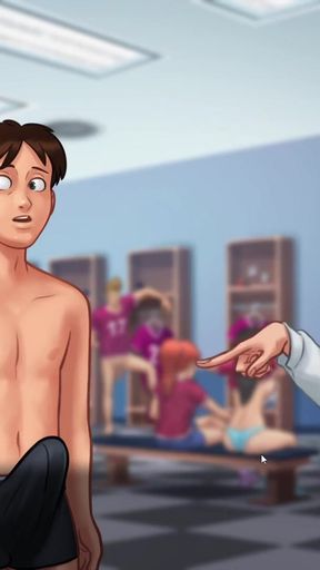I got a hard cock in the locker room when I saw the nerd's big tits - Summertime Saga EP #1   Clip 3