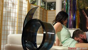 Busty TS with fat cock getting ass fucked