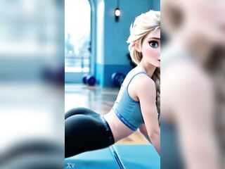 Looks like Queen Elsa is training hard. What's this sweetheart training for? AI-generated