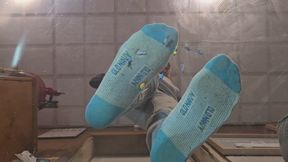 Underglass sock trample with Chrissys blue old navy socks