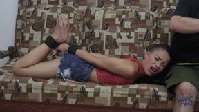 Tiny Brunette Between Tickling and Bastinado