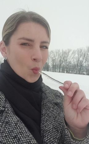 I love playing with icicles in the winter, licking them and sucking them and watching them melt under my hot tongue