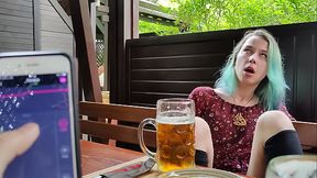 Remote orgasm control of my stepsister in pub