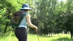 Granny enjoys a wild DP with her toy boy