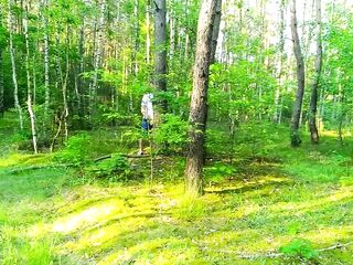 Beauty pee in the forest. Surprise teen banged hard by a stranger in the public woods. Void Urine on legs.