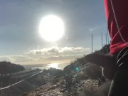 Small cock out risky walk