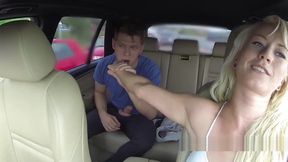 Euro guy masturbates in back seat in taxi
