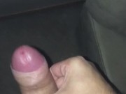 Hairy uncut cums on wall