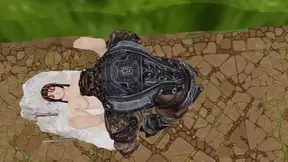 Cartoony shark monster takes a huge dick