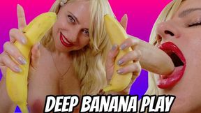 Lipstick on my lips, on the banana and all over my nipple