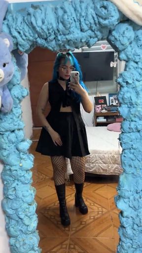Slim solo babe stands tall for a tease