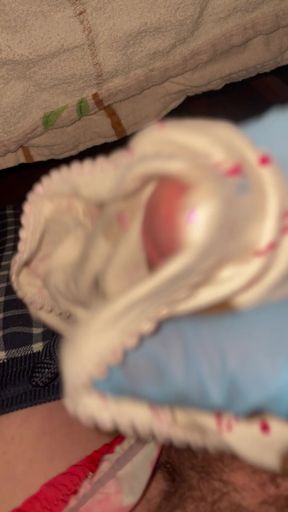 Wanking into my wife&#039;s friend younger stepsister knickers,
