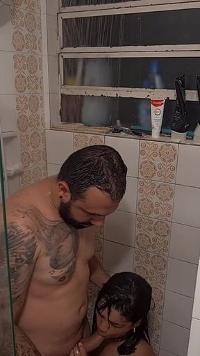 Pleasure Bath: Nicoly Mattos Took Lots of Cum on Her Little Ass Under the Shower!