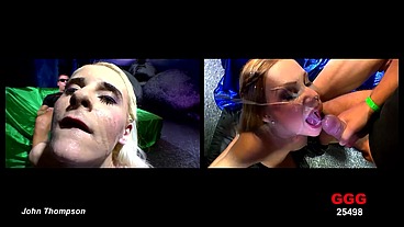 Sexy teen 18 year old blondes swallowing cum in bukkake and anal gangbang