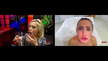 Sexy teen 18 year old blondes swallowing cum in bukkake and anal gangbang