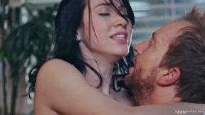 Aria Alexander rough porn video with unshaved older man