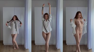 Shy the girl is next door Slow Striptease and showed her Pussy and big Boobs