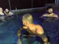 Group of bbw mature pool party