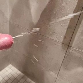 massive cumshot in public unisex shower