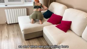Stepson Spontaneously Fucked Stepmom During Massage - Russian Amateur with Conversations and Subtitles