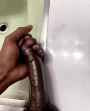 Bathroom solo stroking cumming hard