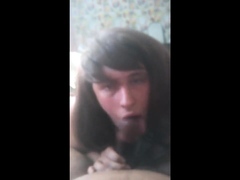Cross Dressing Sissy Enjoying sucking a BBC