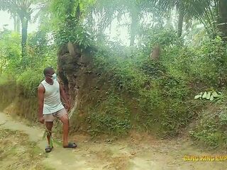 Bush sexy sex with big beautiful woman king's wife during village ritual -