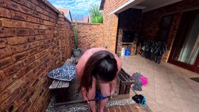 CHUBBY SLUT with SMALL TITS gets a CREAMPIE outdoors with BODY WRITING