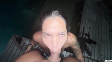 Big booty latina creampie by the pool rough doggystyle