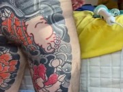 Inserting big glass dick plug into my ass