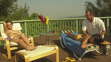 Purefilmstv - Stunning blonde and asian brunette tease the butler and then start to fuck