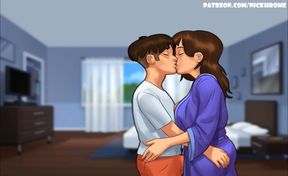 Summertime saga part 41 - hard fuck stepmom in her bed (Espanol sub)