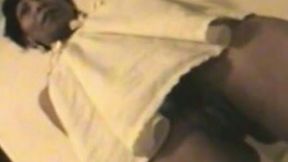 Shameless hoe in black skirt flashes her shaved pussy