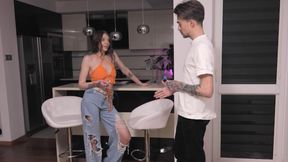 Hottest strip darts end in lost bet blowjob