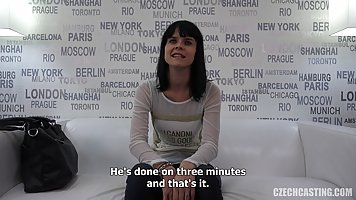Slim brunette, Katka decided to become a pornstar, so she went to her first job interview