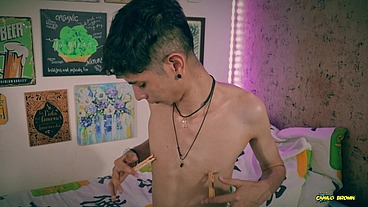 Playing with my nipples, oil and clamps.